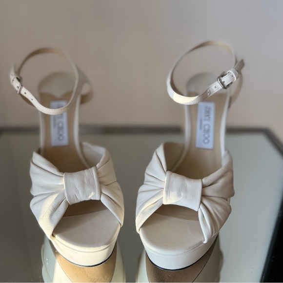 Like new Jimmy Choo Heloise 120MM Leather Platform Sandals $995 38.5 - Picture 13 of 16